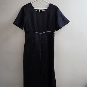 Black White Satin Long Concert Dress Sz 14